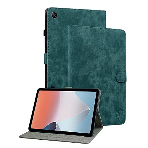 GXLONG Ooboom Hülle für Oppo Pad Air, Süßer Tiger Magnetische Flip Folio Smart Cover PU Leder Schutzhülle Tasche Brieftasche Wallet Case Ständer Kartenfächer - Dunkelgrün von GXLONG