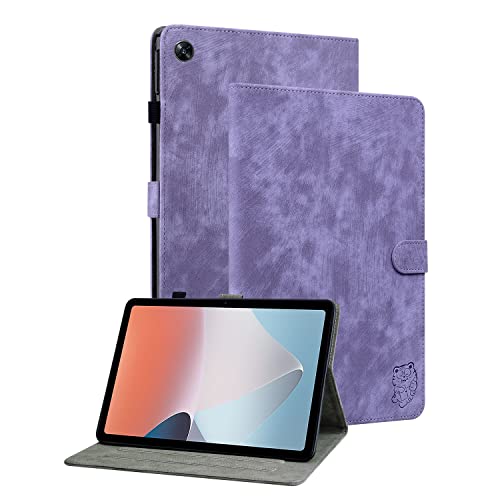 GXLONG Ooboom Hülle für Oppo Pad Air, Süßer Tiger Magnetische Flip Folio Smart Cover PU Leder Schutzhülle Tasche Brieftasche Wallet Case Ständer Kartenfächer - Lila von GXLONG