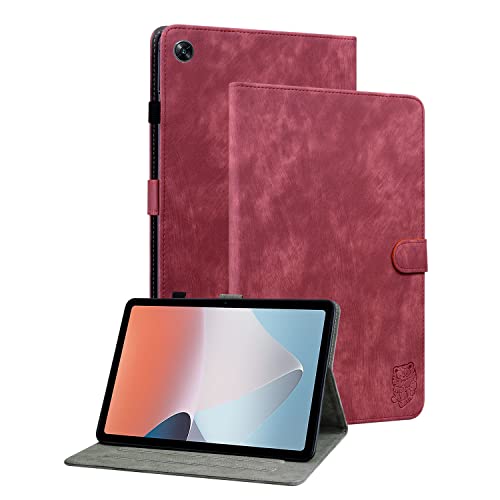 GXLONG Ooboom Hülle für Oppo Pad Air, Süßer Tiger Magnetische Flip Folio Smart Cover PU Leder Schutzhülle Tasche Brieftasche Wallet Case Ständer Kartenfächer - Rot von GXLONG