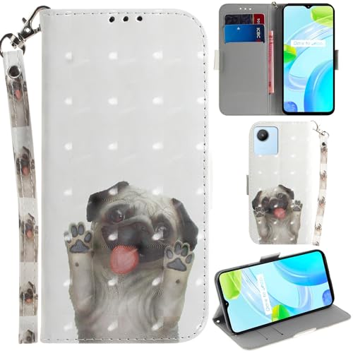 GXLONG Ooboom Hülle für Realme C30, 3D Magnetische Flip PU Leder Schutzhülle Handy Tasche Case Cover Ständer mit Kartenfächer Trageschlaufe - Hund von GXLONG