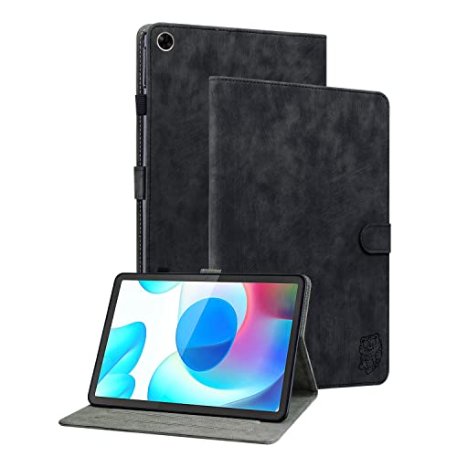 GXLONG Ooboom Hülle für Realme Pad, Süßer Tiger Magnetische Flip Folio Smart Cover PU Leder Schutzhülle Tasche Brieftasche Wallet Case Ständer Kartenfächer - Schwarz von GXLONG