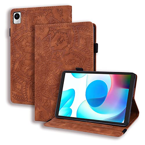 GXLONG Ooboom Hülle für Realme Pad Mini, Mandala Muster Flip Smart Cover PU Leder Schutzhülle Tasche Brieftasche Multi-Winkel Wallet Case Ständer mit Kartenfächer - Braun von GXLONG