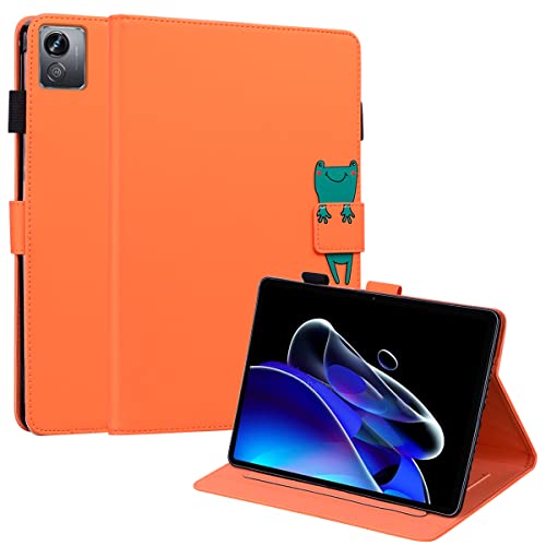 GXLONG Ooboom Hülle für Realme Pad X, Cartoon Tiere Muster Magnetische Flip Smart Cover PU Leder Schutzhülle Tasche Brieftasche Wallet Case Ständer Kartenfächer - Orange Frosch von GXLONG