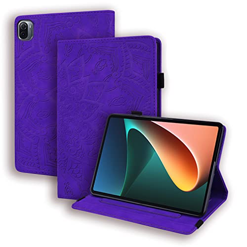 GXLONG Ooboom Hülle für Xiaomi Mi Pad 5/Pad 5 Pro, Mandala Muster Flip Smart Cover PU Leder Schutzhülle Tasche Brieftasche Multi-Winkel Wallet Case Ständer mit Kartenfächer - Lila von GXLONG