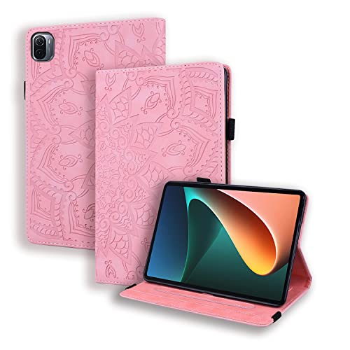 GXLONG Ooboom Hülle für Xiaomi Mi Pad 5/Pad 5 Pro, Mandala Muster Flip Smart Cover PU Leder Schutzhülle Tasche Brieftasche Multi-Winkel Wallet Case Ständer mit Kartenfächer - Rosa von GXLONG
