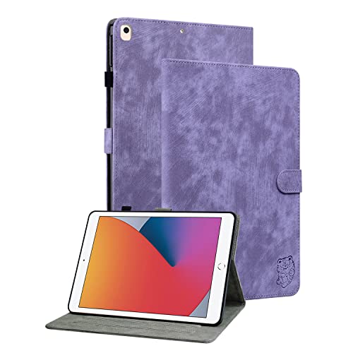 GXLONG Ooboom Hülle für iPad 10,2"/iPad Pro 10,5/iPad Air 10,5, Süßer Tiger Magnetische Flip Folio Smart Cover PU Leder Schutzhülle Tasche Brieftasche Wallet Case Ständer Kartenfächer - Lila von GXLONG