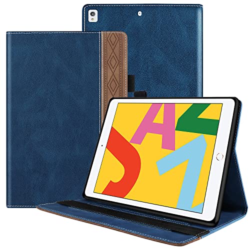 GXLONG Ooboom Hülle für iPad 9,7" 2017/2018 /iPad Pro 9,7" /iPad Air/Air 2, PU Leder Tasche Schutzhülle Flip Cover Case Wallet Brieftasche Stand mit Kartenfächer Gummiband - Blau von GXLONG