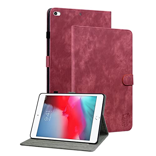 GXLONG Ooboom Hülle für iPad Mini1/2/3/4/5, Süßer Tiger Magnetische Flip Folio Smart Cover PU Leder Schutzhülle Tasche Brieftasche Wallet Case Ständer Kartenfächer - Rot von GXLONG