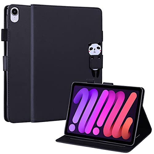 GXLONG Ooboom Hülle für iPad Mini6 2021, Cartoon Tiere Muster Magnetische Flip Smart Cover PU Leder Schutzhülle Tasche Brieftasche Wallet Case Ständer Kartenfächer - Schwarz Panda von GXLONG