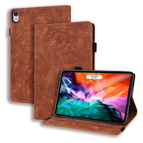 GXLONG Ooboom Hülle für iPad Mini6 2021, Mandala Muster Flip Smart Cover PU Leder Schutzhülle Tasche Brieftasche Multi-Winkel Wallet Case Ständer mit Kartenfächer - Braun von GXLONG