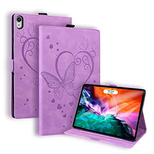 GXLONG Ooboom Hülle für iPad Mini6 2021, Schmetterling Herz Muster Magnetische Flip Smart Cover PU Leder Schutzhülle Tasche Brieftasche Wallet Case Ständer - Lavendel von GXLONG