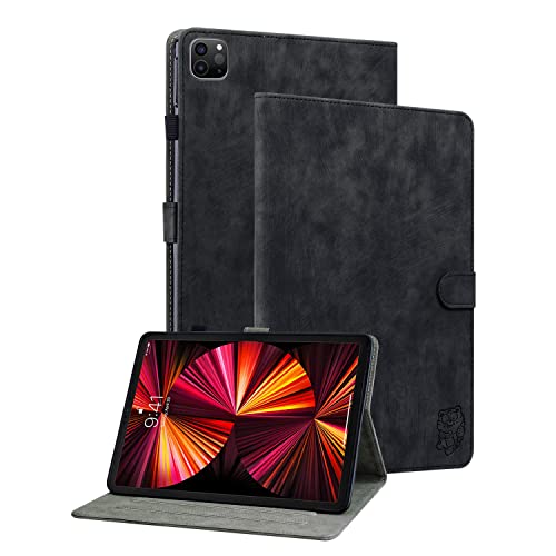 GXLONG Ooboom Hülle für iPad Pro 11" 2021/2020/2018/iPad Air 4 10.9", Süßer Tiger Magnetische Flip Folio Smart Cover PU Leder Schutzhülle Tasche Brieftasche Wallet Case Ständer Kartenfächer - Schwarz von GXLONG