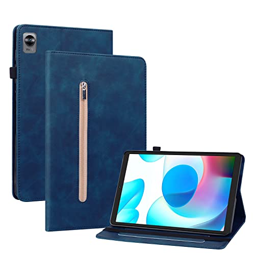 GXLONG Ooboom Reißverschluss Hülle für Realme Pad Mini, Flip Smart Cover PU Leder Schutzhülle Tasche Brieftasche Wallet Case Ständer Kartenfächer Gummiband - Dunkelblau von GXLONG