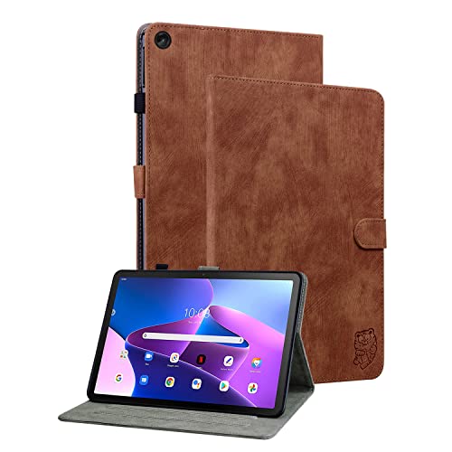 Ooboom Hülle für Lenovo Tab M10 (3rd Gen) 10,1" 2022, Süßer Tiger Magnetische Flip Folio Smart Cover PU Leder Schutzhülle Tasche Brieftasche Wallet Case Ständer Kartenfächer - Braun von GXLONG