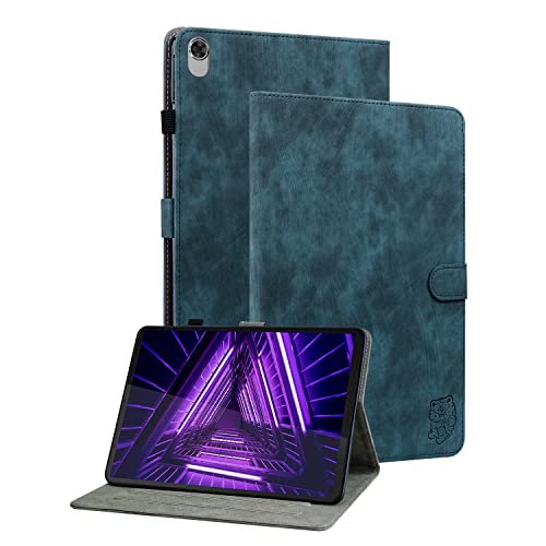 Ooboom Hülle für Lenovo Tab M10 FHD Plus 10,1" Tablet/Tab K10, Süßer Tiger Magnetische Flip Folio Smart Cover PU Leder Schutzhülle Tasche Brieftasche Wallet Case Ständer Kartenfächer - Dunkelblau von GXLONG