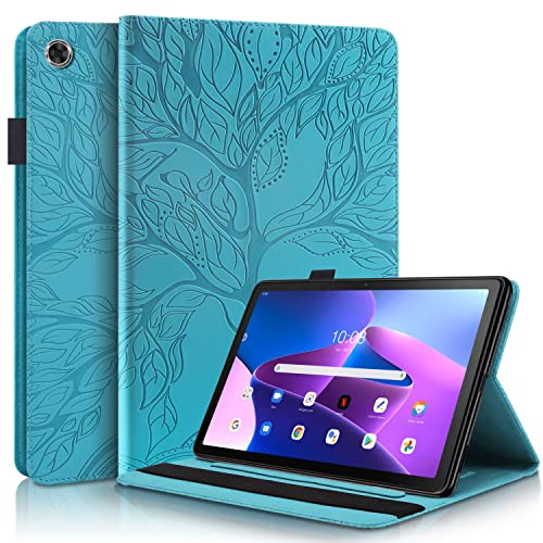 Ooboom Hülle für Lenovo Tab M10 Plus 3rd Gen 10,6" 2022, Leben Baum Muster Flip Smart Cover PU Leder Schutzhülle Tasche Brieftasche Wallet Case Ständer mit Kartenfächer Gummiband - Blau von GXLONG