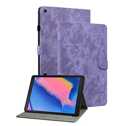 Ooboom Hülle für Samsung Galaxy Tab A 8.0 2019 T290/295, Süßer Tiger Magnetische Flip Folio Smart Cover PU Leder Schutzhülle Tasche Brieftasche Wallet Case Ständer Kartenfächer - Lila von GXLONG