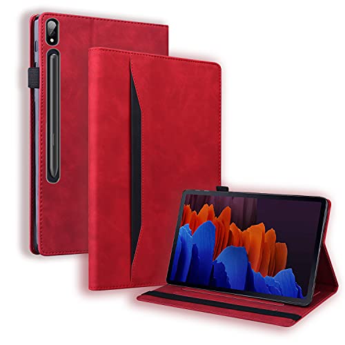 Ooboom Hülle für Samsung Galaxy Tab S8 Ultra 14,6", Flip Folio Smart Cover PU Leder Schutzhülle Tasche Brieftasche Wallet Case Ständer mit Gummiband - Rot von GXLONG