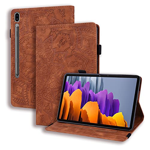 Ooboom Hülle für Samsung Galaxy Tab S8 Ultra 14,6", Mandala Muster Flip Smart Cover PU Leder Schutzhülle Tasche Brieftasche Multi-Winkel Wallet Case Ständer mit Kartenfächer - Braun von GXLONG