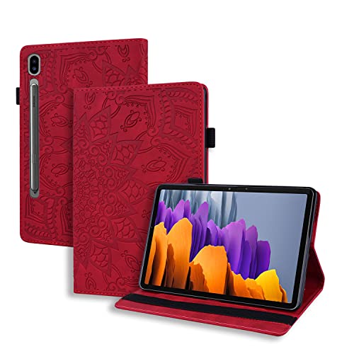 Ooboom Hülle für Samsung Galaxy Tab S8 Ultra 14,6", Mandala Muster Flip Smart Cover PU Leder Schutzhülle Tasche Brieftasche Multi-Winkel Wallet Case Ständer mit Kartenfächer - Rot von GXLONG