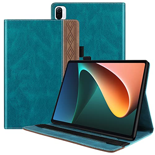 Ooboom Hülle für Xiaomi Mi Pad 5/Pad 5 Pro, PU Leder Tasche Schutzhülle Flip Cover Case Wallet Brieftasche Stand mit Kartenfächer Gummiband - Grün von GXLONG