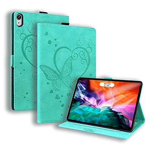 Ooboom Hülle für iPad Mini6 2021, Schmetterling Herz Muster Magnetische Flip Smart Cover PU Leder Schutzhülle Tasche Brieftasche Wallet Case Ständer - Grün von GXLONG