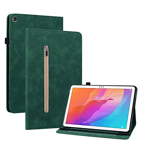 Ooboom Reißverschluss Hülle für Huawei MatePad T10/T10s Tablet, Flip Smart Cover PU Leder Schutzhülle Tasche Brieftasche Wallet Case Ständer Kartenfächer Gummiband - Grün von GXLONG