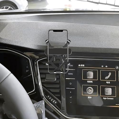 GXQKHFA Auto-Halterung für 2017-2022 VW T-ROC, Schwarz, für 4-7 Zoll Smartphones, Kunststoff, Aluminium, Fahrzeugmontage, Einstellbar, Automobilzubehör von GXQKHFA