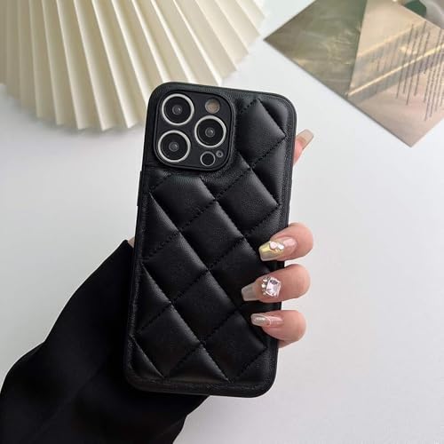 GXZJFC Diamond Down Jacket Handyhülle für iPhone 15 Pro Max 14 13 12 11 Pro Max Plus Bumper Cover, Schwarz, für iPhone 14ProMax (6,7 Zoll) von GXZJFC
