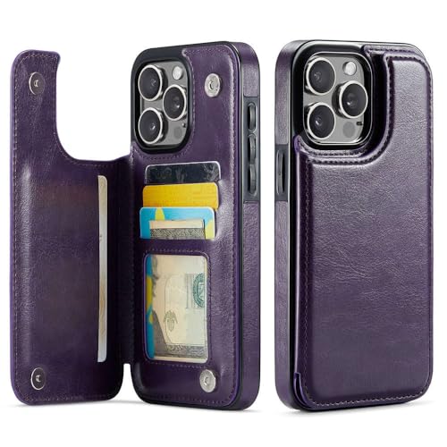 GXZJFC Für iPhone 15 14 Plus 13 12 11 Pro Max Brieftaschenhülle mit Kartenhalter, PU-Leder, Ständer, Kartenfächer, doppelter Magnetverschluss, Dunkelviolett, für iPhone 15 Plus GXZJFC Für iPhone 15 14 Plus 13 12 11 Pro Max Brieftaschenhülle mit Kartenhalter, PU-Leder, Ständer, Kartenfächer, doppelter Magnetverschluss, Dunkelviolett, für iPhone 15 Plus von GXZJFC