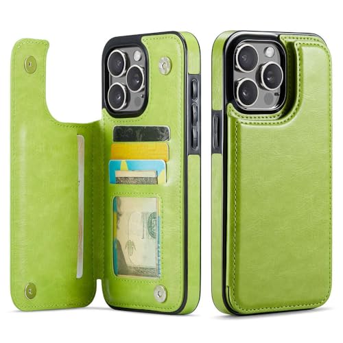 GXZJFC Für iPhone 15 14 Plus 13 12 11 Pro Max Brieftaschenhülle mit Kartenhalter, PU-Leder, Ständer, Kartenfächer, doppelter Magnetverschluss, Hellgrün, für iPhone 15 Plus GXZJFC Für iPhone 15 14 Plus 13 12 11 Pro Max Brieftaschenhülle mit Kartenhalter, PU-Leder, Ständer, Kartenfächer, doppelter Magnetverschluss, Hellgrün, für iPhone 15 Plus von GXZJFC