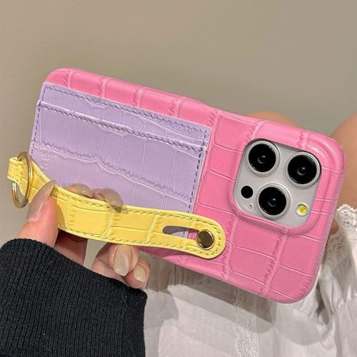GXZJFC Kartenetui mit Kontrastdruck, geeignet für iPhone 15 Pro Max 14 12 13 Pro mit Handschlaufe, Leder-Handyhülle, Pink, für iPhone 12 Pro GXZJFC Kartenetui mit Kontrastdruck, geeignet für iPhone 15 Pro Max 14 12 13 Pro mit Handschlaufe, Leder-Handyhülle, Pink, für iPhone 12 Pro von GXZJFC