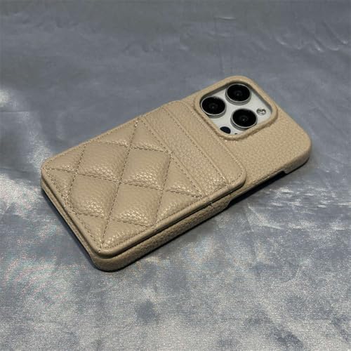 GXZJFC Kartenfach-Brieftasche, Leder-Handyhülle für iPhone 16 15pro max 15 13 14 Pro 12, Gitter-Kartensteckplatz, Matte, weiche Hülle, Hellkhaki, für iPhone 13 (6,1 Zoll) von GXZJFC