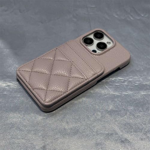 GXZJFC Kartenfach-Brieftasche, Leder-Handyhülle für iPhone 16 15pro max 15 13 14 Pro 12, Gitter-Kartensteckplatz, Matte, weiche Hülle, Hellviolett, für iPhone 14pro (6,1 Zoll) von GXZJFC