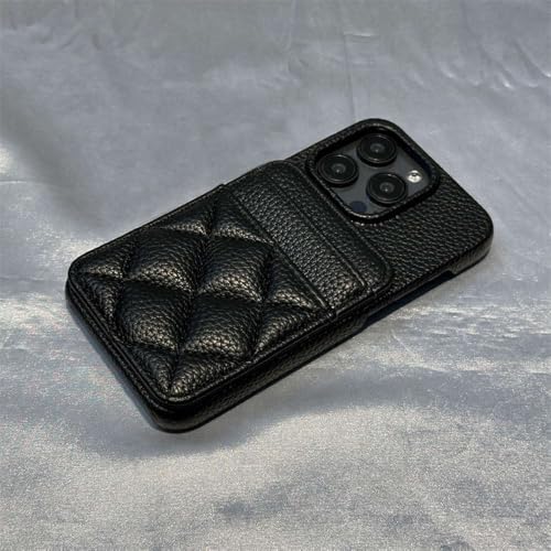 GXZJFC Kartenfach-Brieftasche, Leder-Handyhülle für iPhone 16 15pro max 15 13 14 Pro 12, Gitter-Kartensteckplatz, Matte, weiche Hülle, Schwarz, für iPhone 11ProMax (6,5 Zoll) von GXZJFC