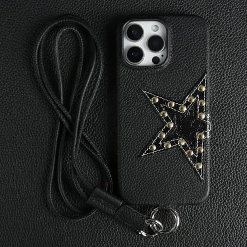 GXZJFC Lederhülle mit Sternendesign für iPhone 16 Pro Max 15Pro 11 13 12pro 14Pro Strap Crossbody Lanyard Phone Cover, Schwarz, für iPhone 13 Mini GXZJFC Lederhülle mit Sternendesign für iPhone 16 Pro Max 15Pro 11 13 12pro 14Pro Strap Crossbody Lanyard Phone Cover, Schwarz, für iPhone 13 Mini von GXZJFC
