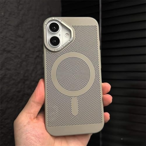 GXZJFC Magnetische, atmungsaktive Wabenhülle für iPhone 16 15 14 Plus 13 12 Pro Max, kabellose Lade-Wärmeableitung, PC-Abdeckung, grau, für iPhone 13 Pro Max GXZJFC Magnetische, atmungsaktive Wabenhülle für iPhone 16 15 14 Plus 13 12 Pro Max, kabellose Lade-Wärmeableitung, PC-Abdeckung, grau, für iPhone 13 Pro Max von GXZJFC