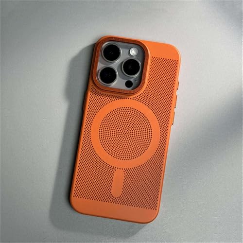 GXZJFC Mattes Wärmeableitungs-Netzlochgehäuse für iPhone 16 15 14 Plus 13 12 Pro Max Magnetische kabellose Ladehülle, orange, für iPhone 16 Pro GXZJFC Mattes Wärmeableitungs-Netzlochgehäuse für iPhone 16 15 14 Plus 13 12 Pro Max Magnetische kabellose Ladehülle, orange, für iPhone 16 Pro von GXZJFC