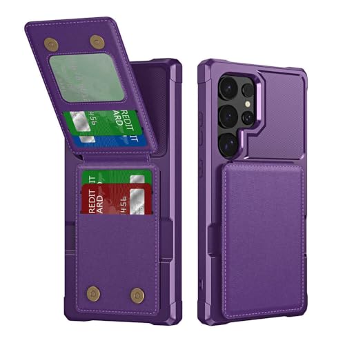 GXZJFC Multifunktionale Handyhülle für Samsung S25 S24 S23 Ultra Plus, Leder-Flip-Card-Hülle zum Öffnen und Abnehmen, Brieftaschenformat, Lila, für Samsung S24 FE GXZJFC Multifunktionale Handyhülle für Samsung S25 S24 S23 Ultra Plus, Leder-Flip-Card-Hülle zum Öffnen und Abnehmen, Brieftaschenformat, Lila, für Samsung S24 FE von GXZJFC