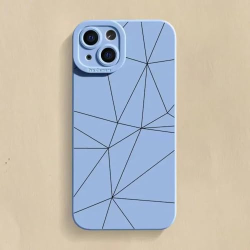 GXZJFC Silikon-Handyhülle mit Linienmuster für iPhone 15 14 13 12 11 Pro Max X XR XS Max 7 8 Plus SE2 Schutzlinse Weiche Rückseite, Hellblau, Für iPhone 14 Pro von GXZJFC