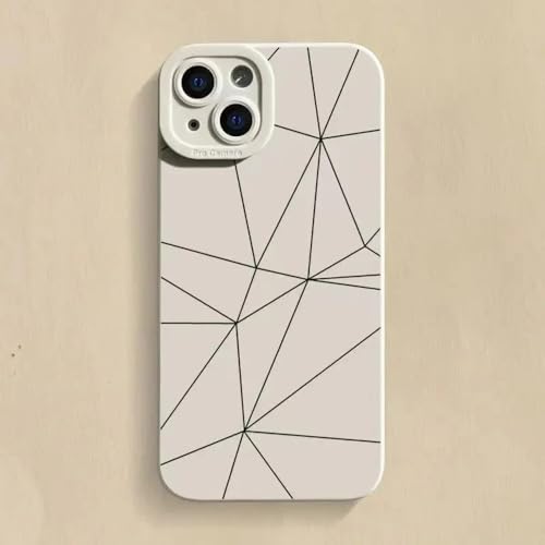 GXZJFC Silikon-Telefonhülle mit Linienmuster für iPhone 15 14 13 12 11 Pro Max X XR XS Max 7 8 Plus SE2 Schutzlinse Weiche Rückseite, Weiß, Für iPhone 13 von GXZJFC