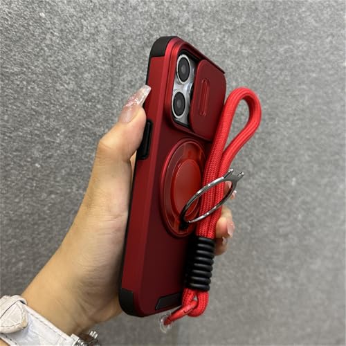 GXZJFC Slide Camera Protection Magnethalter Ständer Handgelenksschlaufe Hülle für iPhone 16 11 12 13 14 15 Pro Max Plus Hüllen Cover, rot, für iPhone 14 ProMax GXZJFC Slide Camera Protection Magnethalter Ständer Handgelenksschlaufe Hülle für iPhone 16 11 12 13 14 15 Pro Max Plus Hüllen Cover, rot, für iPhone 14 ProMax von GXZJFC