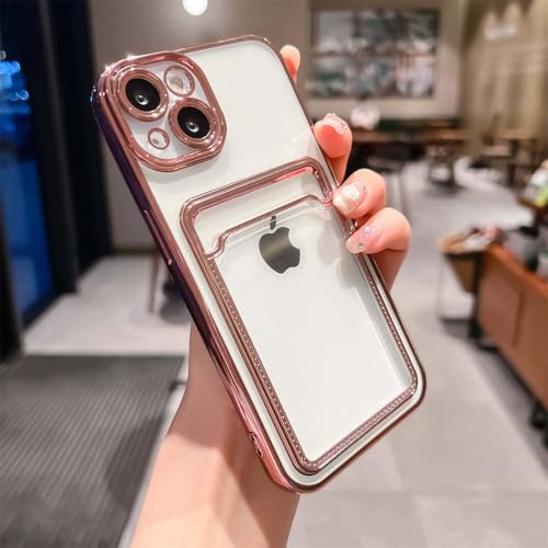 GXZJFC Transparente Handyhüllen mit Kartenfach für iPhone 11 12 13 14 15 Pro Max Plus X XR XS Max Slot Wallet Plating Transparente Abdeckung, Pink, Für iPhone 15 Pro GXZJFC Transparente Handyhüllen mit Kartenfach für iPhone 11 12 13 14 15 Pro Max Plus X XR XS Max Slot Wallet Plating Transparente Abdeckung, Pink, Für iPhone 15 Pro von GXZJFC