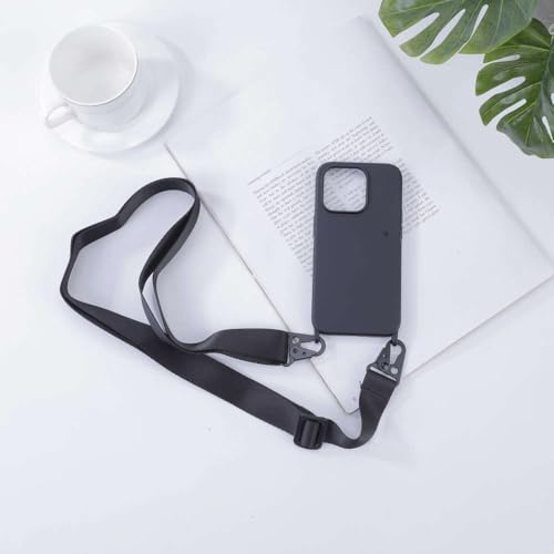 GXZJFC Umhängeband-Lanyard-Silikon-Handyhülle für iPhone 16 15 14 13 12 Mini 11 Pro Max Plus Candy Color Soft TPU Back Cover, Schwarz, Für iPhone 13 Pro Max GXZJFC Umhängeband-Lanyard-Silikon-Handyhülle für iPhone 16 15 14 13 12 Mini 11 Pro Max Plus Candy Color Soft TPU Back Cover, Schwarz, Für iPhone 13 Pro Max von GXZJFC