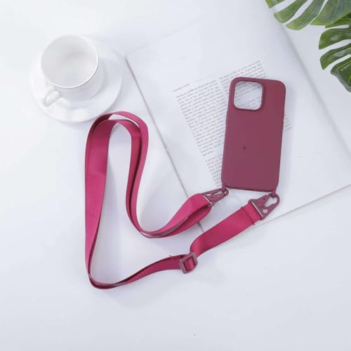 GXZJFC Umhängeband-Lanyard-Silikon-Handyhülle für iPhone 16 15 14 13 12 Mini 11 Pro Max Plus Candy Color Soft TPU Back Cover, Weinrot, für iPhone 13 Mini GXZJFC Umhängeband-Lanyard-Silikon-Handyhülle für iPhone 16 15 14 13 12 Mini 11 Pro Max Plus Candy Color Soft TPU Back Cover, Weinrot, für iPhone 13 Mini von GXZJFC