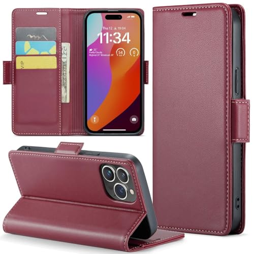 GXZJFC für iPhone 15 13 14 12 11 Pro Max SE X XR XS 8 7 6 6S Plus Kartenhalter Brieftaschenhülle mit Leder-Handyhülle, Weinrot, für iPhone 13 Mini GXZJFC für iPhone 15 13 14 12 11 Pro Max SE X XR XS 8 7 6 6S Plus Kartenhalter Brieftaschenhülle mit Leder-Handyhülle, Weinrot, für iPhone 13 Mini von GXZJFC