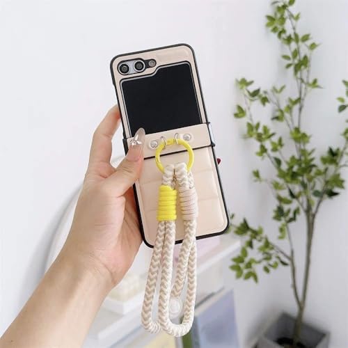 PU-Lederhülle im Daunenjacken-Stil mit Armband für Samsung Galaxy Z Flip 6 5 4 3, Schutzhülle mit hartem Scharnier, Beige, für Galaxy Z Flip 5 PU-Lederhülle im Daunenjacken-Stil mit Armband für Samsung Galaxy Z Flip 6 5 4 3, Schutzhülle mit hartem Scharnier, Beige, für Galaxy Z Flip 5 von GXZJFC