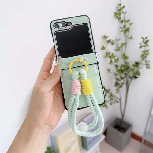 PU-Lederhülle im Daunenjacken-Stil mit Armband für Samsung Galaxy Z Flip 6 5 4 3, Schutzhülle mit hartem Scharnier, Minzgrün, für Galaxy Z Flip 6 PU-Lederhülle im Daunenjacken-Stil mit Armband für Samsung Galaxy Z Flip 6 5 4 3, Schutzhülle mit hartem Scharnier, Minzgrün, für Galaxy Z Flip 6 von GXZJFC