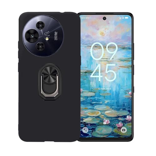 GYDQQKJ Anti-Fall Schutzhülle für TCL 50 Nxtpaper 5G (6.80") Hülle, Weiche Handytasche Schwarz TPU Handyhülle Silikon Tasche Schale rutschfest Case Cover (Schwarz Universal Ring) von GYDQQKJ