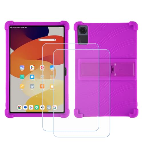 GYDQQKJ Displayschutz + Hülle für Fearwiky Fkyc 12,Lila Cover TPU Handyhülle Silikon Tasche Case Schutzhülle + [2 Tabletten ] HD Schutzfolie Disschutzfolie (10.36") - Lila von GYDQQKJ